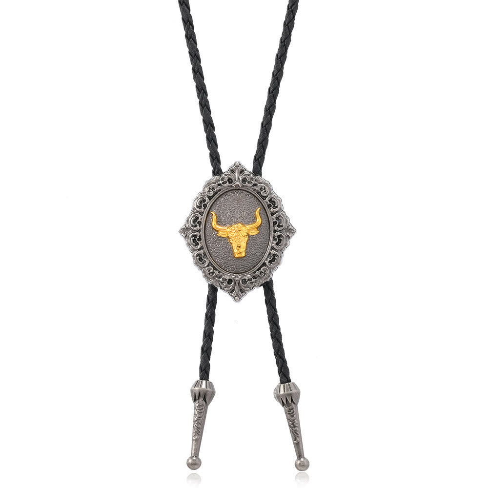 Western Cowboy Gold Longhorn Kopf Bolotie