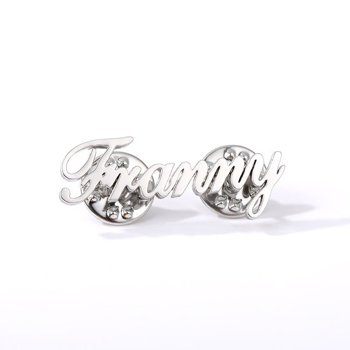 Benutzerdefinierte Ihre Name Brosche Edelstahl Anzug Zubehör