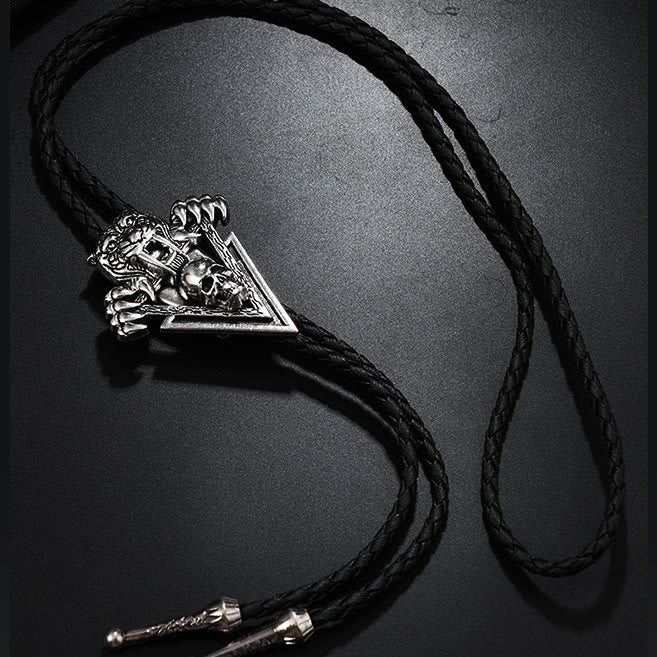 Western Vintage Tigerschädel mit scharfen Zähnen Bolotie