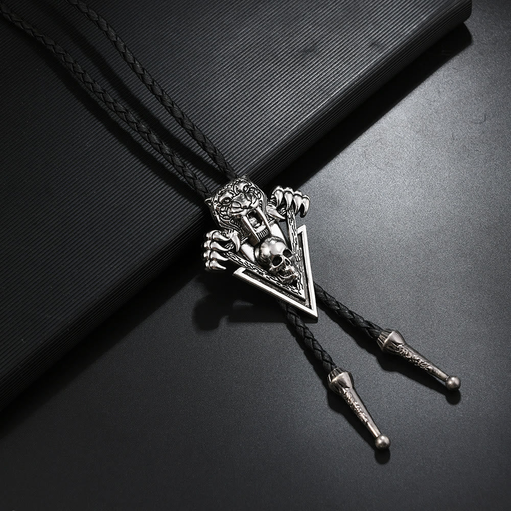 Western Vintage Tigerschädel mit scharfen Zähnen Bolotie