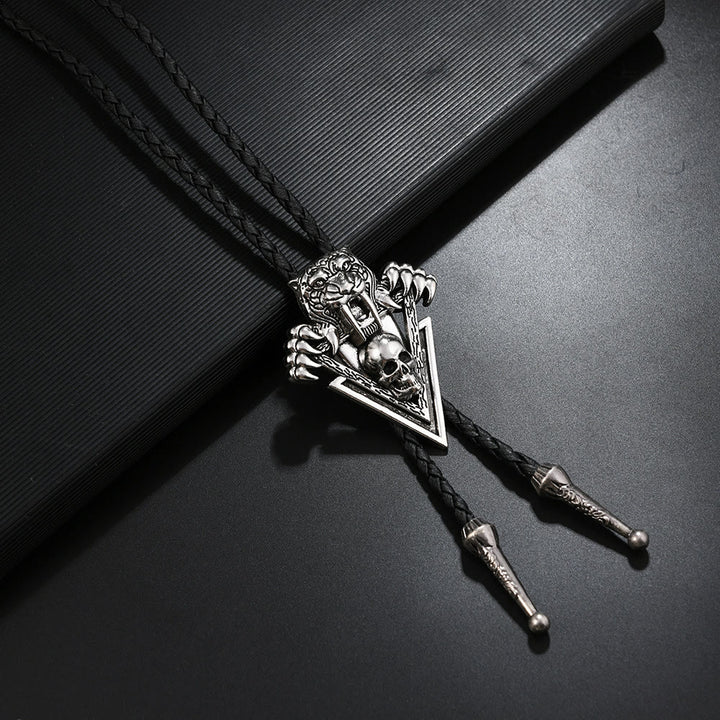 Western Vintage Tigerschädel mit scharfen Zähnen Bolotie