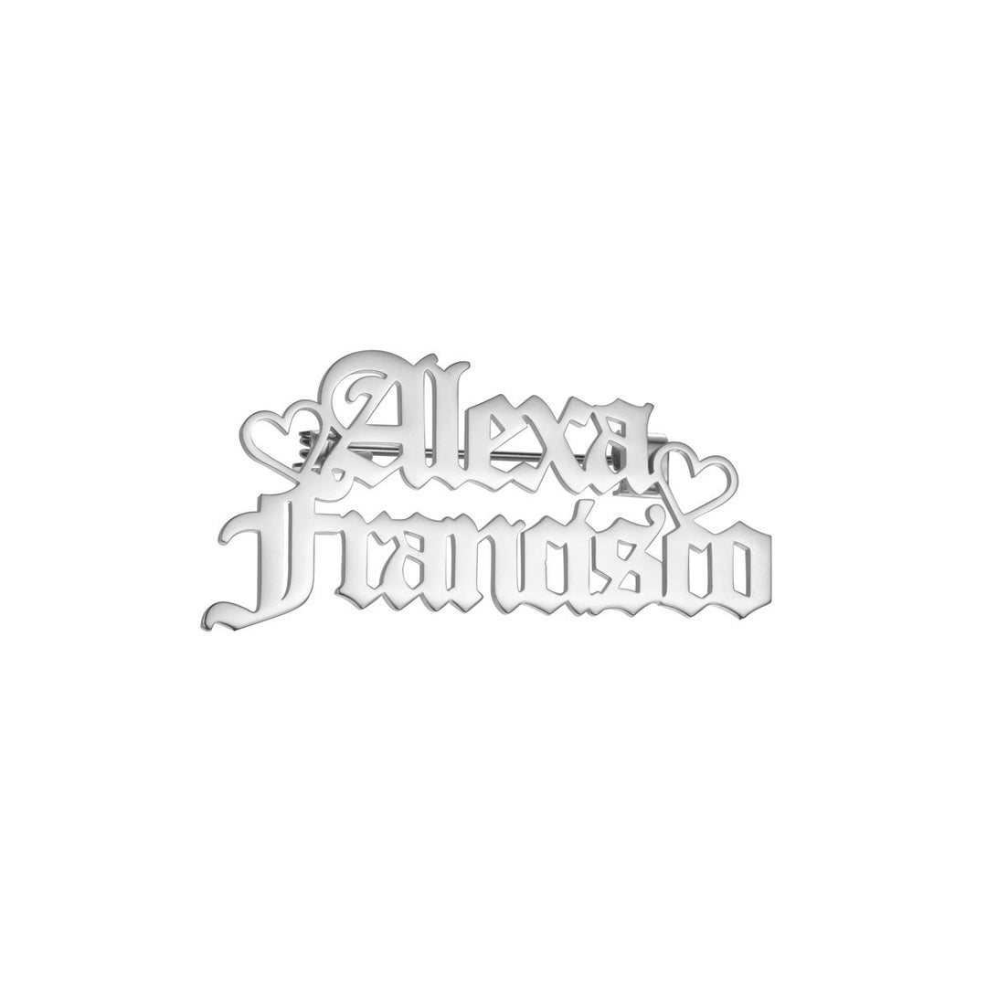 Benutzerdefinierte Zwei Namen Brosche Edelstahl Anzug Zubehör