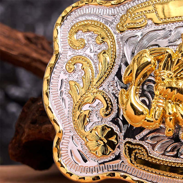 Gold Silber Floral Skorpion DIY Schnalle Ledergürtel - image 5