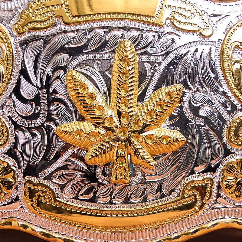 Gold Silber Floral Ahorn DIY Schnalle Ledergürtel - image 4