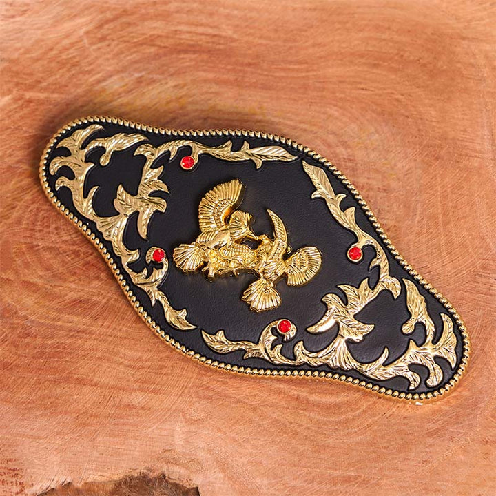 Schwarz-goldener Ledergürtel mit Adler-Schnalle - image 2