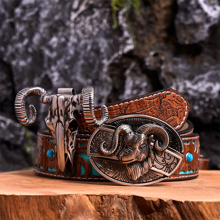 Ziege DIY verstecktes Messer Gürtelschnalle Totenkopf Schaf Anhänger Bundle Set