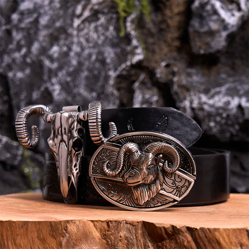 Ziege DIY verstecktes Messer Gürtelschnalle Totenkopf Schaf Anhänger Bundle Set