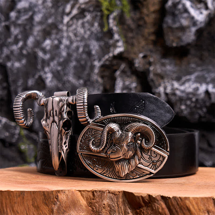 Ziege DIY verstecktes Messer Gürtelschnalle Totenkopf Schaf Anhänger Bundle Set