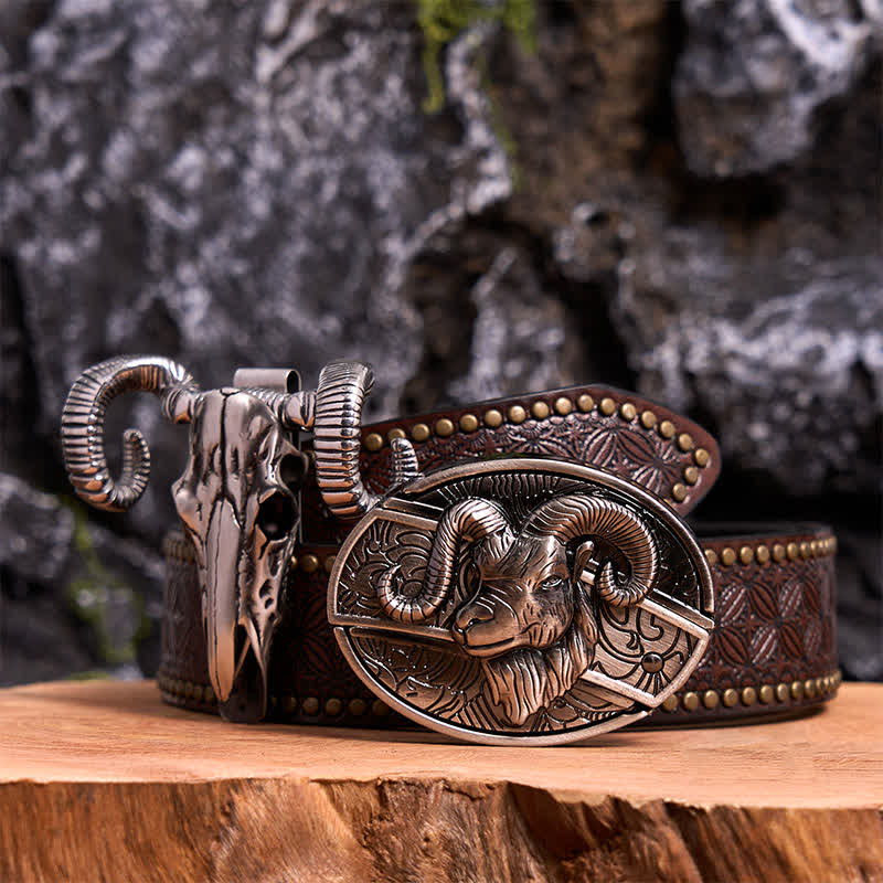 Ziege DIY verstecktes Messer Gürtelschnalle Totenkopf Schaf Anhänger Bundle Set