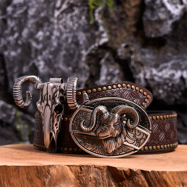 Ziege DIY verstecktes Messer Gürtelschnalle Totenkopf Schaf Anhänger Bundle Set