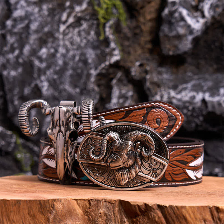 Ziege DIY verstecktes Messer Gürtelschnalle Totenkopf Schaf Anhänger Bundle Set