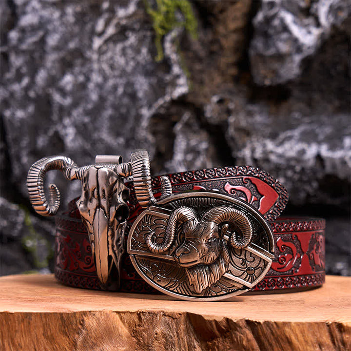 Ziege DIY verstecktes Messer Gürtelschnalle Totenkopf Schaf Anhänger Bundle Set