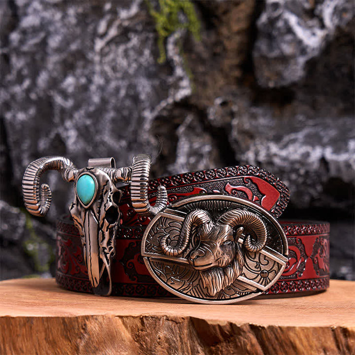 Ziege DIY verstecktes Messer Gürtelschnalle Türkis Totenkopf Schaf Anhänger Bundle Set