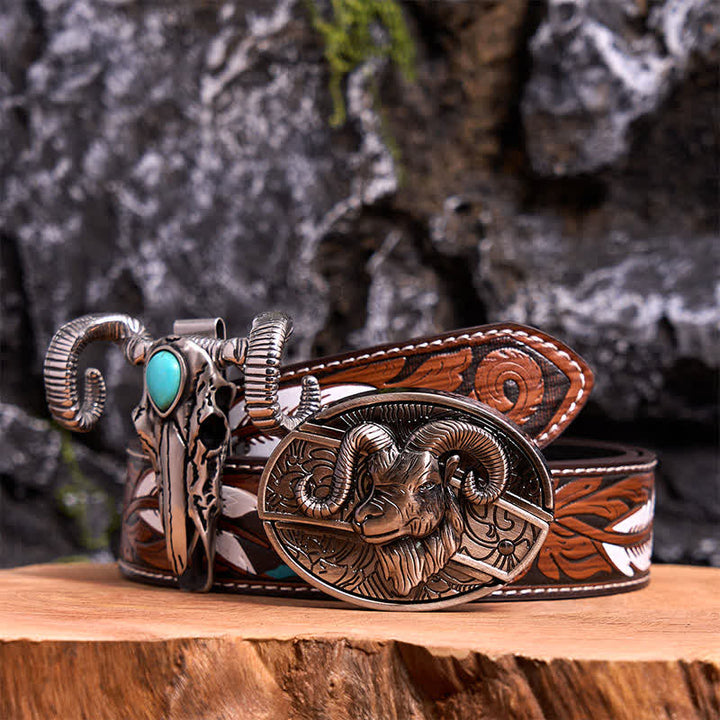 Ziege DIY verstecktes Messer Gürtelschnalle Türkis Totenkopf Schaf Anhänger Bundle Set