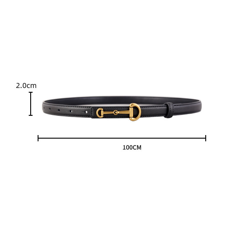 Damengürtel mit Hufeisenschnalle, schmaler Ledergürtel
