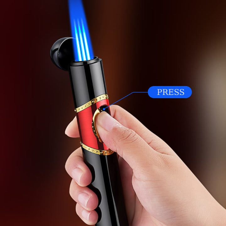 3-in-1-Feuerzeug mit drei Brennern, integriertem Zigarrenbohrer und Zigarrennadel