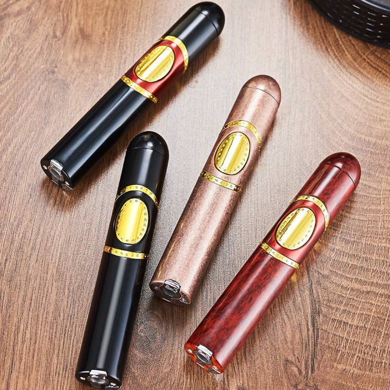 3-in-1-Feuerzeug mit drei Brennern, integriertem Zigarrenbohrer und Zigarrennadel