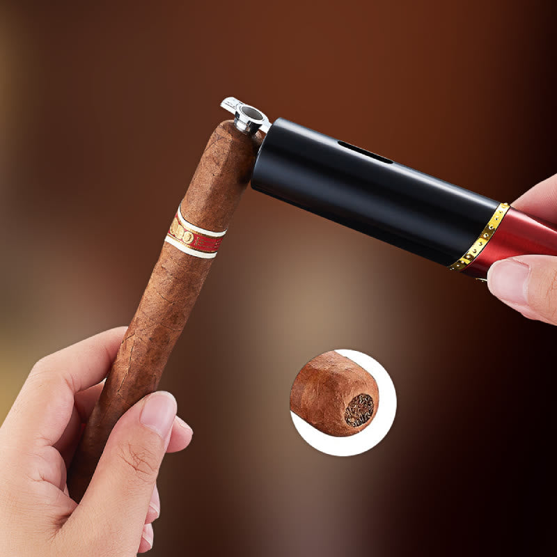 3-in-1-Feuerzeug mit drei Brennern, integriertem Zigarrenbohrer und Zigarrennadel