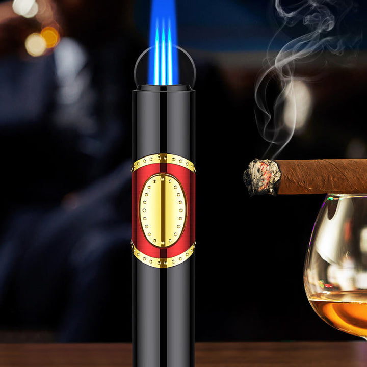 3-in-1-Feuerzeug mit drei Brennern, integriertem Zigarrenbohrer und Zigarrennadel