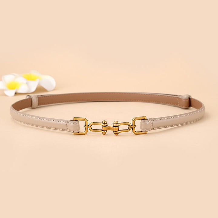 Damengürtel mit schmaler Hufeisenschnalle und Trensengebiss aus Leder