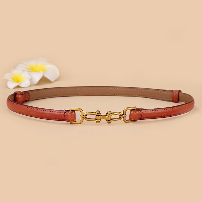 Damengürtel mit schmaler Hufeisenschnalle und Trensengebiss aus Leder