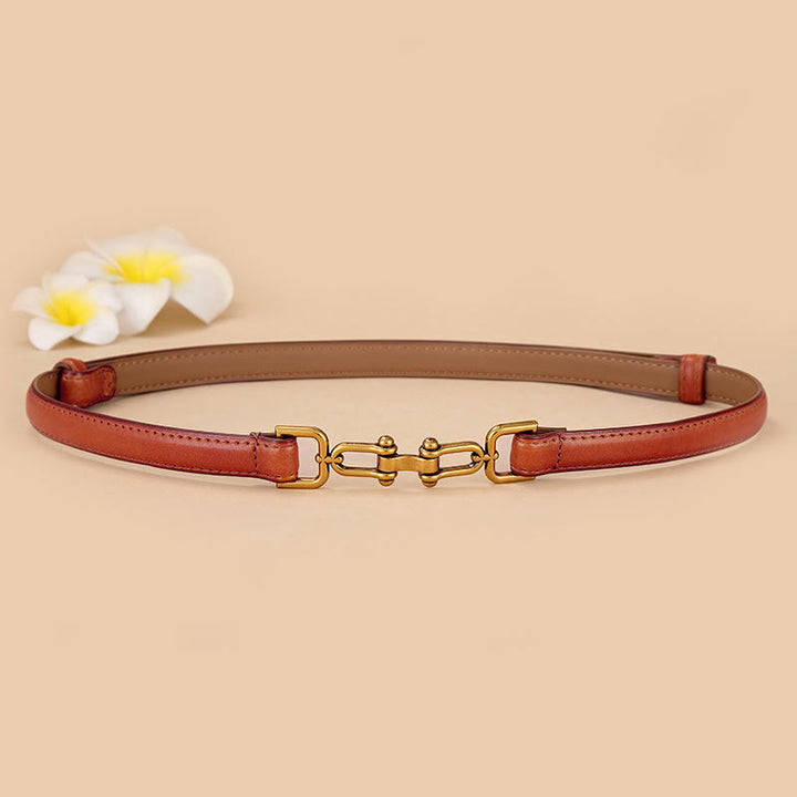 Damengürtel mit schmaler Hufeisenschnalle und Trensengebiss aus Leder