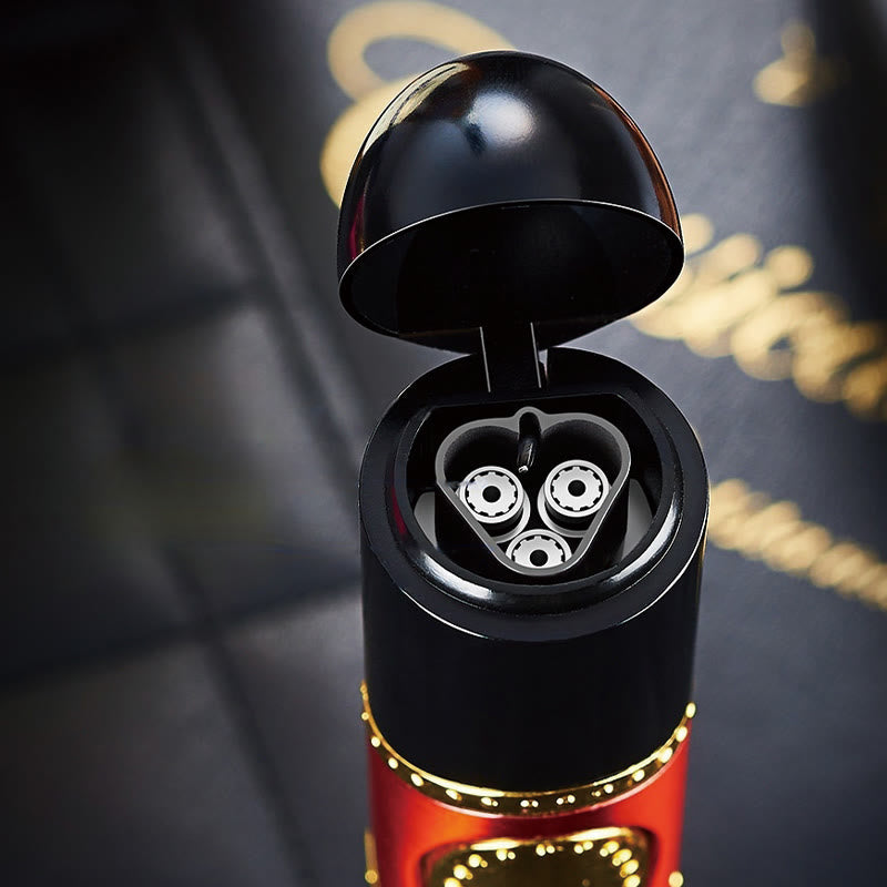 3-in-1-Feuerzeug mit drei Brennern, integriertem Zigarrenbohrer und Zigarrennadel