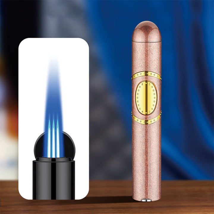 3-in-1-Feuerzeug mit drei Brennern, integriertem Zigarrenbohrer und Zigarrennadel