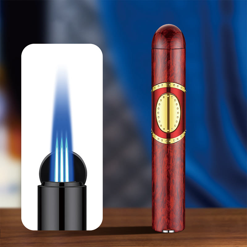 3-in-1-Feuerzeug mit drei Brennern, integriertem Zigarrenbohrer und Zigarrennadel