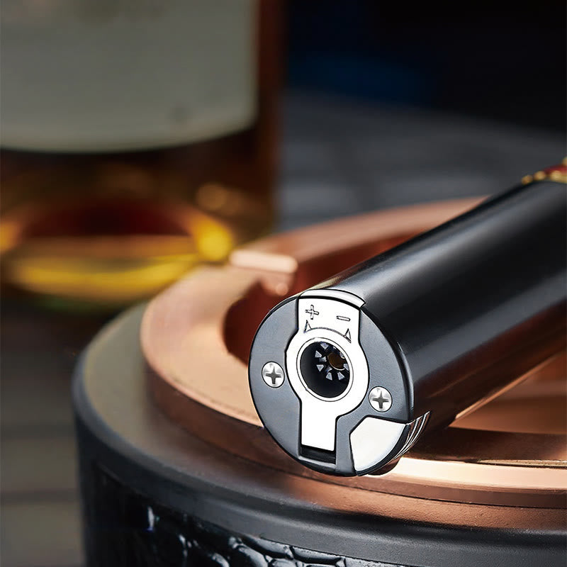 3-in-1-Feuerzeug mit drei Brennern, integriertem Zigarrenbohrer und Zigarrennadel