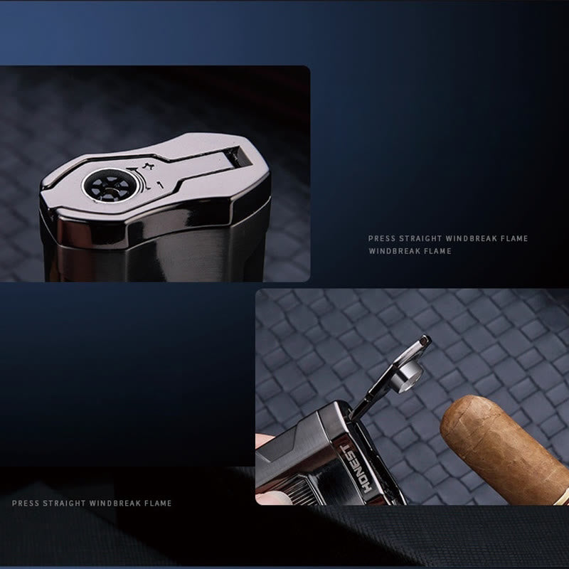 Tragbares Dreifachbrennerfeuerzeug mit Zigarrenschneider