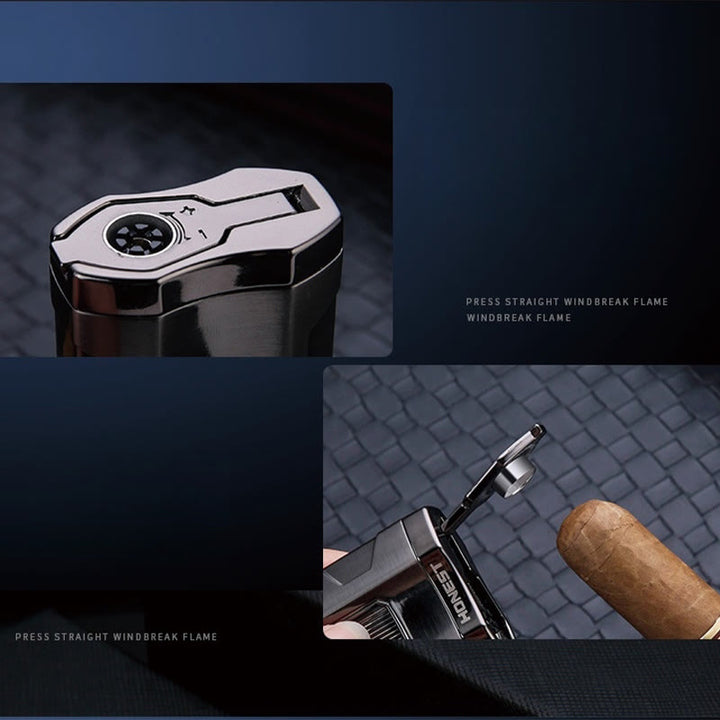 Tragbares Dreifachbrennerfeuerzeug mit Zigarrenschneider