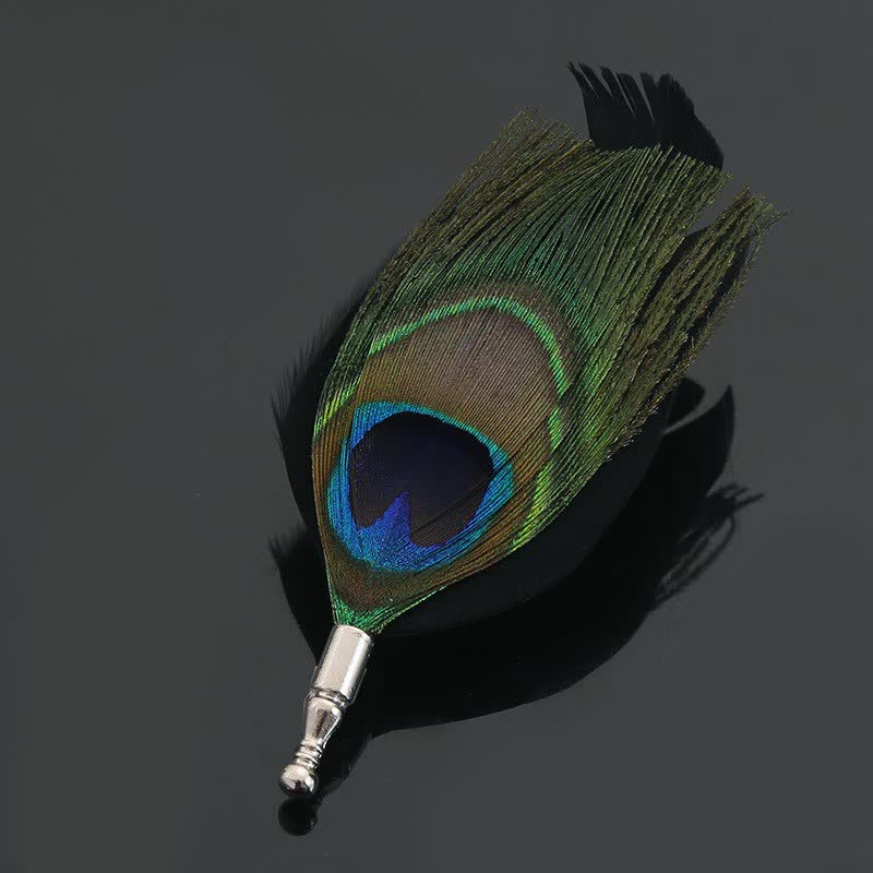 Unisex Klassische Hochzeit Party Bunte Pfau Feder Brosche
