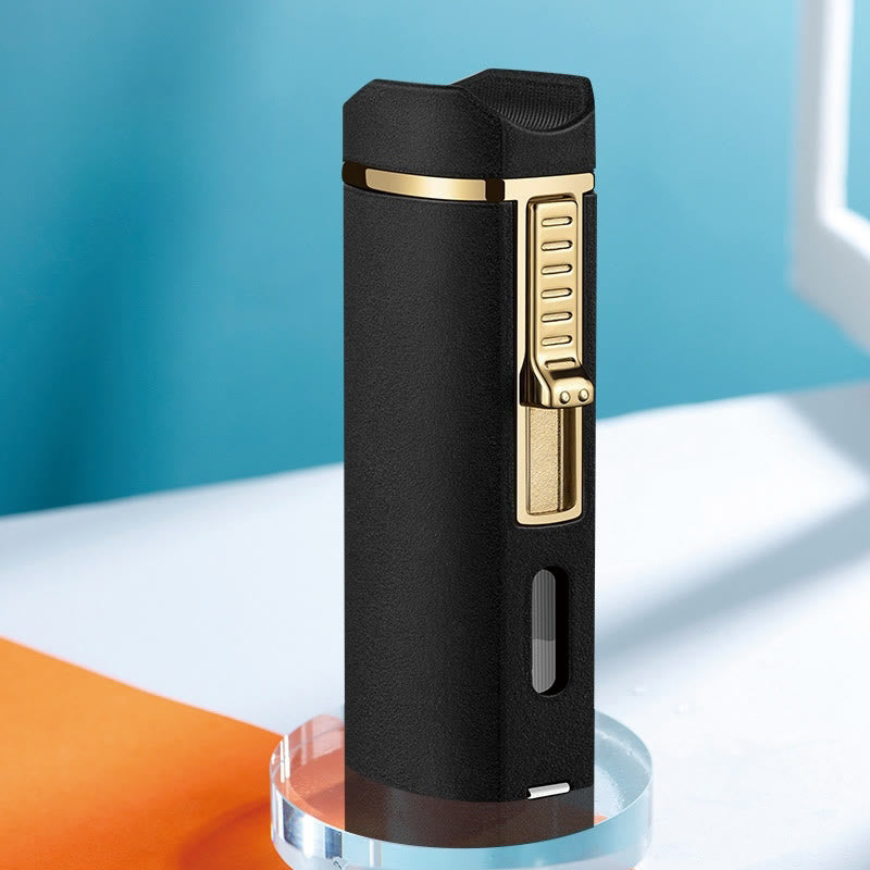 Winddichtes Dreifachbrennerfeuerzeug mit klappbarem Zigarrenschneider