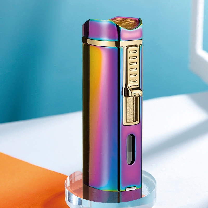 Winddichtes Dreifachbrennerfeuerzeug mit klappbarem Zigarrenschneider