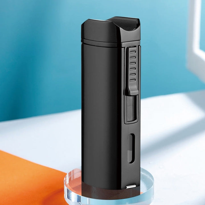 Winddichtes Dreifachbrennerfeuerzeug mit klappbarem Zigarrenschneider