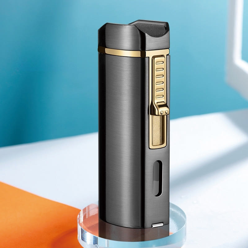 Winddichtes Dreifachbrennerfeuerzeug mit klappbarem Zigarrenschneider