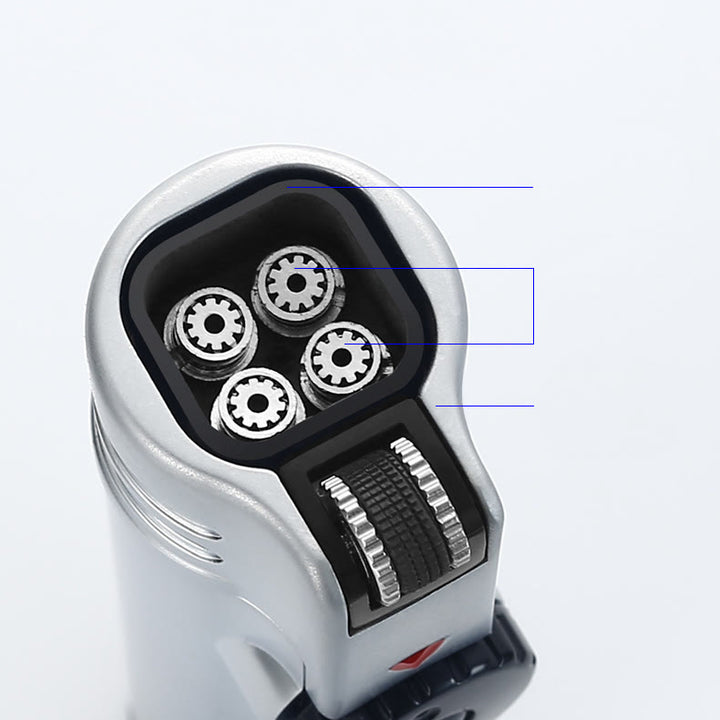 Vierflammenfeuerzeug mit Zigarrenlocher, Vierbrennerfeuerzeug