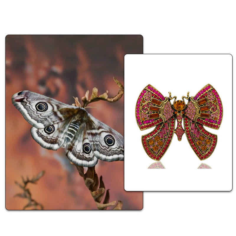 Damen-Brosche mit Schmetterlings-Art-Dekor und Kristall-Strasssteinen