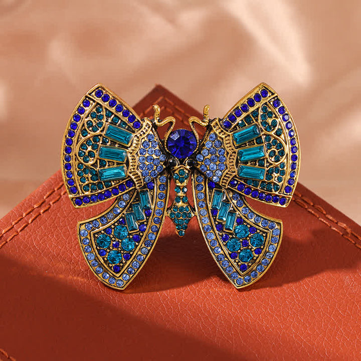 Damen-Brosche mit Schmetterlings-Art-Dekor und Kristall-Strasssteinen