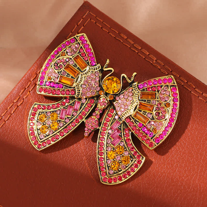 Damen-Brosche mit Schmetterlings-Art-Dekor und Kristall-Strasssteinen