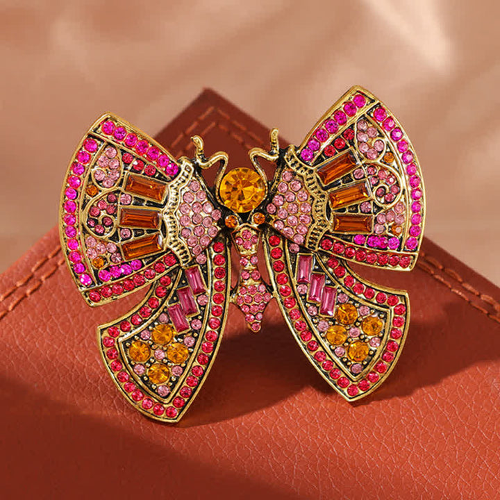 Damen-Brosche mit Schmetterlings-Art-Dekor und Kristall-Strasssteinen
