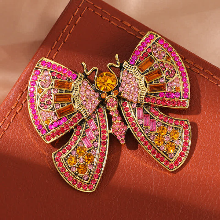 Damen-Brosche mit Schmetterlings-Art-Dekor und Kristall-Strasssteinen