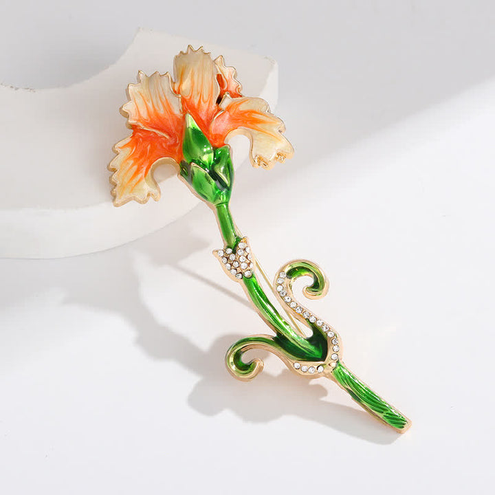 Schöne emaillierte Nelkenbrosche für Damen