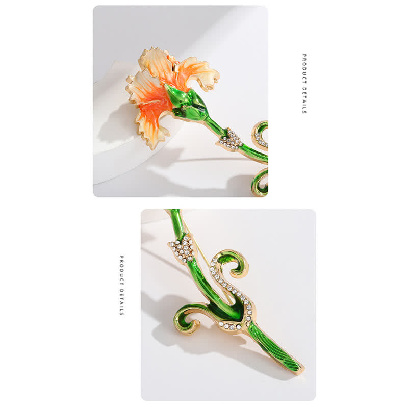 Schöne emaillierte Nelkenbrosche für Damen