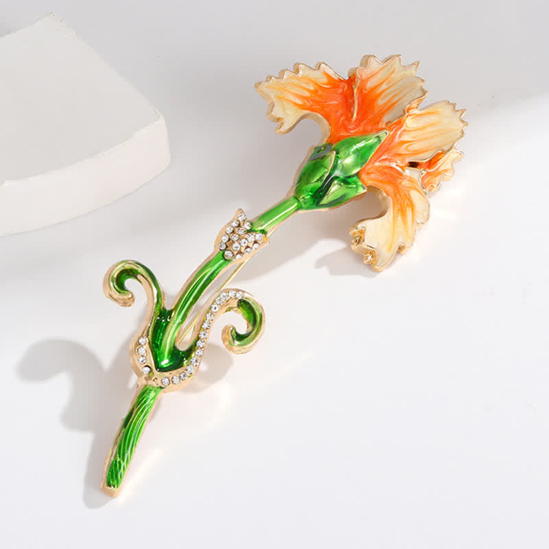 Schöne emaillierte Nelkenbrosche für Damen
