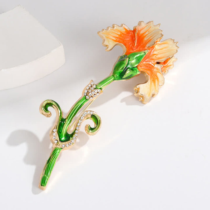 Schöne emaillierte Nelkenbrosche für Damen