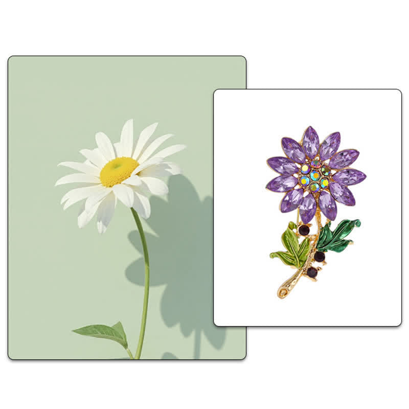 Lila Sonnenblumen-Brosche mit Kristall-Strasssteinen für Damen