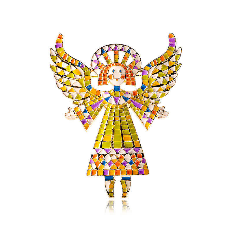 Süße bunte Emaille-Engelsbrosche für Damen