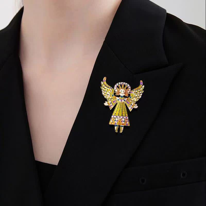 Süße bunte Emaille-Engelsbrosche für Damen
